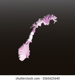 Norway map-Purple map made of hexagon on black and gray background, gradient color. Vector illustration eps 10.