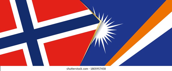 Norway and Marshall Islands flags, two vector flags symbol of relationship or confrontation.