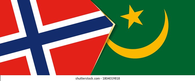 Banderas de Noruega y Mauritania, dos banderas vectoriales símbolo de relación o enfrentamiento.