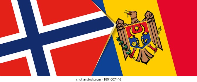 Norway and Moldova flags, two vector flags symbol of relationship or confrontation.