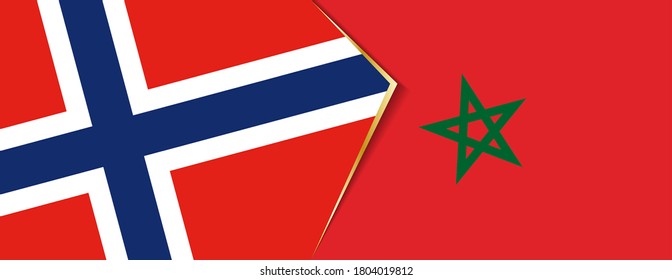 Norway and Morocco flags, two vector flags symbol of relationship or confrontation.