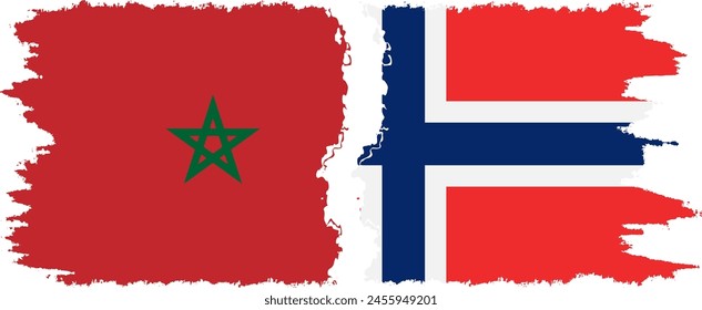 Noruega y Marruecos grunge banderas conexión, Vector