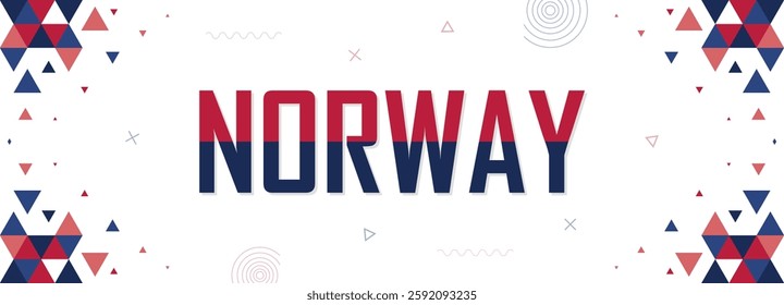 Norway nation banner abstract background, flag colors combination, suitable for national celebrations and festivals, red and blue color geometric pattern design with shapes