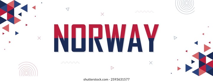 Norway nation banner abstract background, flag colors combination, suitable for national celebrations and festivals, red and blue color geometric pattern design with shapes