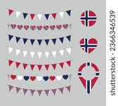 Norway National Day, love Norway decorative symbols, set of vector elements