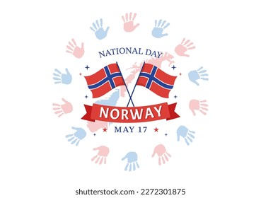 Norway National Day on May 17 Illustration with Flag Norwegian and Holiday Celebration in Flat Cartoon Hand Drawn for Landing Page Templates