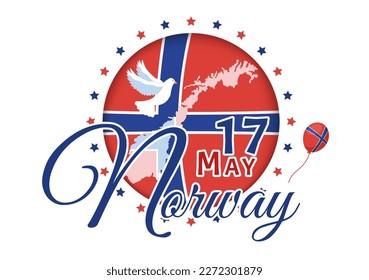 Norway National Day on May 17 Illustration with Flag Norwegian and Holiday Celebration in Flat Cartoon Hand Drawn for Landing Page Templates