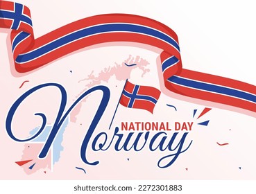 Norway National Day on May 17 Illustration with Flag Norwegian and Holiday Celebration in Flat Cartoon Hand Drawn for Landing Page Templates