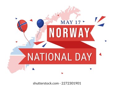 Norway National Day on May 17 Illustration with Flag Norwegian and Holiday Celebration in Flat Cartoon Hand Drawn for Landing Page Templates