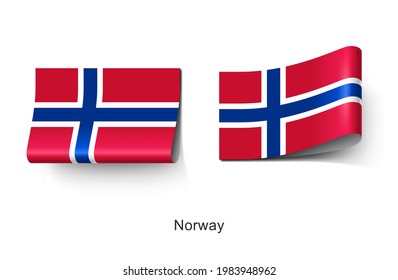 The Norway National Flag Clothing Label Tag. Illustration Flag of Norway Country in Europe. Fabric Label Tag Concept Vector.