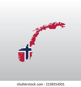 Norway national flag in country map silhouette