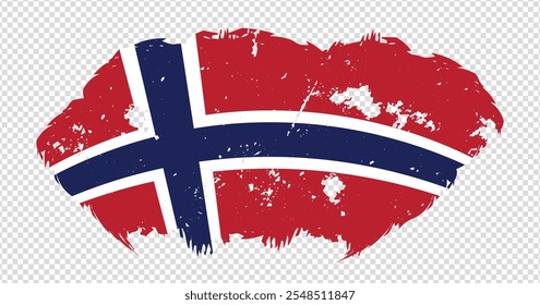 Bandera nacional de Noruega con efecto de pincel de trazo afligido sobre fondo aislado