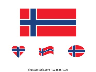 Norway national flag set country emblem state symbol