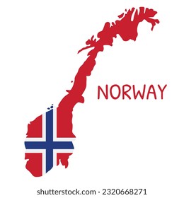 Norway National Flag Shaped as Country Map