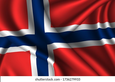Norway national flag of silk. Vector fabric texture