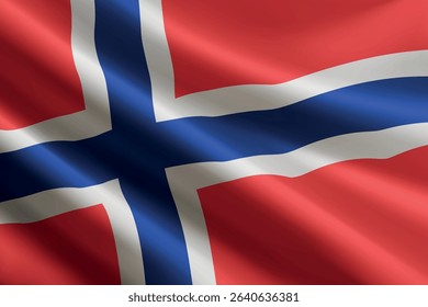 Norway national flag waving in the wind, realistic detailed silk texture