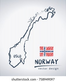 Norway national vector drawing map on white background