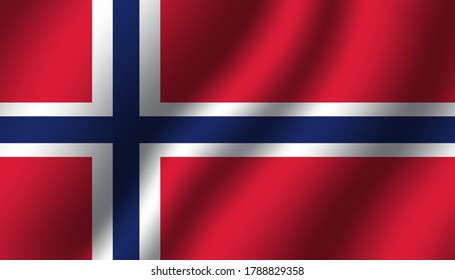 norway national wavy flag vector illustration. textile fabric close up mode