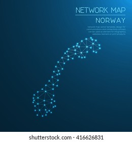 Norway network map. Abstract polygonal map design. Internet connections vector illustration.