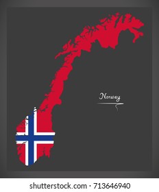 Norway with Norwegian national flag illustration