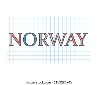 Norway on checkered paper texture- vector illustration