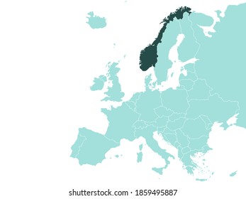 Norway on Europe map vector. Vector illustration.