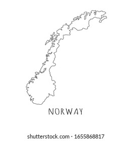 Norway one line drawing on white isolated background. Abstract outline of the country, geographical map. Vector illustration