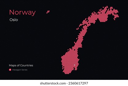 Norway, Oslo. Creative vector map. Maps of Countries. European, Scandinavia. Hexagon Series.