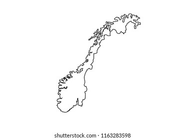 Norway outline map national borders country shape