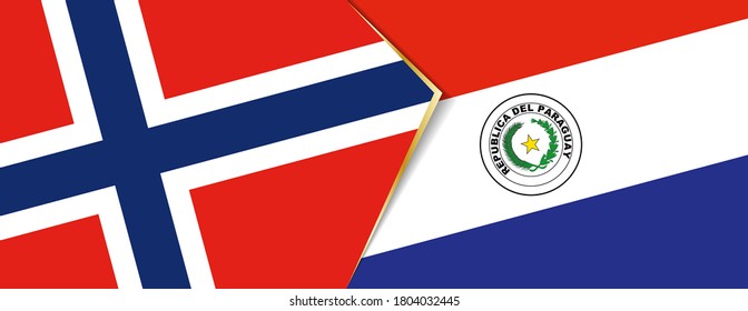 Banderas de Noruega y Paraguay, dos banderas vectoriales símbolo de relación o enfrentamiento.