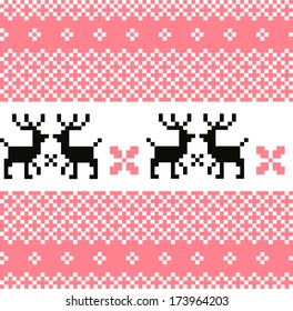Norway pattern with reindeer ( pink and white )
