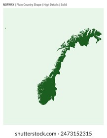 Norway plain country map. High Details. Solid style. Shape of Norway. Vector illustration.