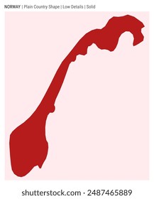 Norway plain country map. Low Details. Solid style. Shape of Norway. Vector illustration.