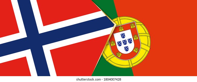 Norway and Portugal flags, two vector flags symbol of relationship or confrontation.