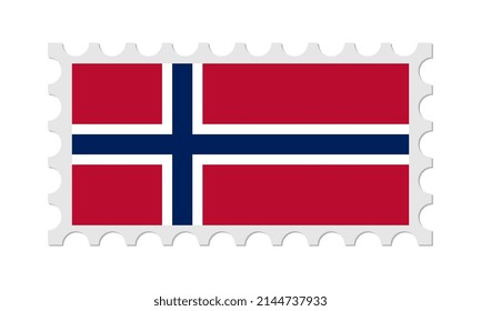 Norway Postage Stamp With Shadow. Vector illustration.