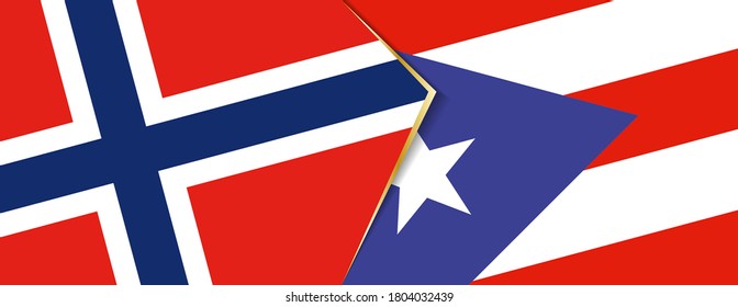 Norway and Puerto Rico flags, two vector flags symbol of relationship or confrontation.