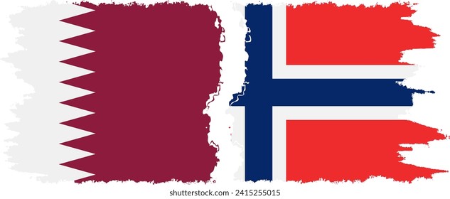 Verbindung zwischen Norwegen und Katar-Grunge-Flaggen, Vektorgrafik