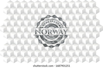 Norway realistic grey emblem with geometric cube white background