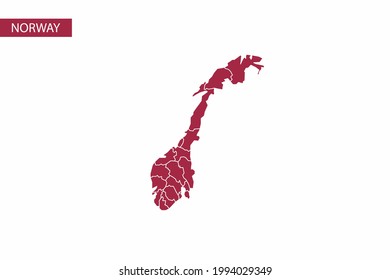 Norway red map detailed vector.