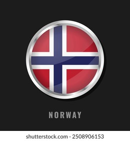 A Noruega arredonda a bandeira nacional. Bandeira brilhante circular da Noruega.