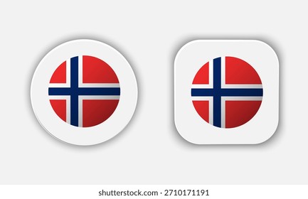 Ícone do Botão da Bandeira Nacional Arredondada da Noruega