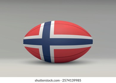 Norway rugby ball featuring the national flag design on a gray background