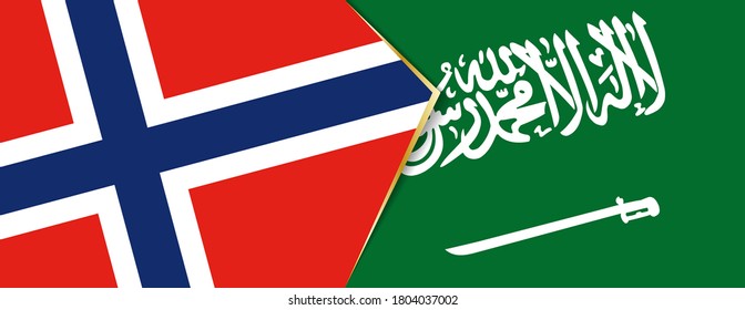Norway and Saudi Arabia flags, two vector flags symbol of relationship or confrontation.