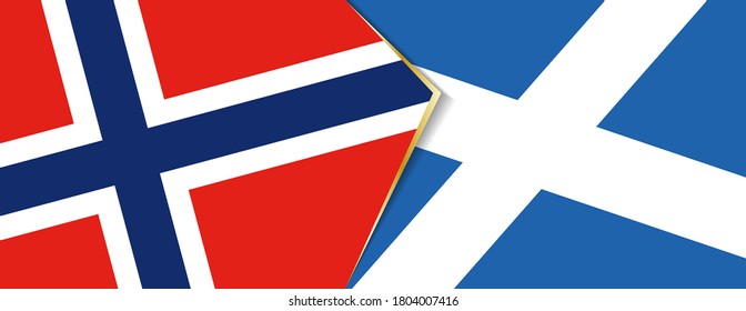 Norway and Scotland flags, two vector flags symbol of relationship or confrontation.