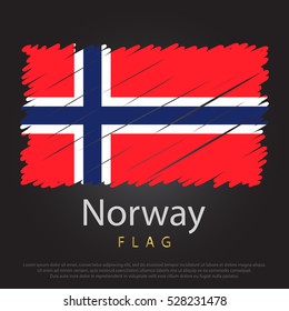 Norway scribbled flag. hand drawn lines in Vector Format on Gray Background. Vector illustration eps 10.