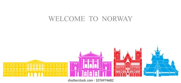 Norway set. Isolated Norway architecture on white background. EPS 10. Vector illustration