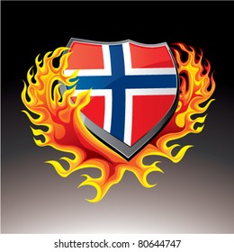 norway shield in flame