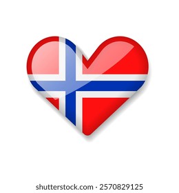 Norway - Shiny Flag in the Form of Heart. Vector Illustration.