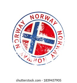 Norway sign, vintage grunge imprint with flag isolated on white