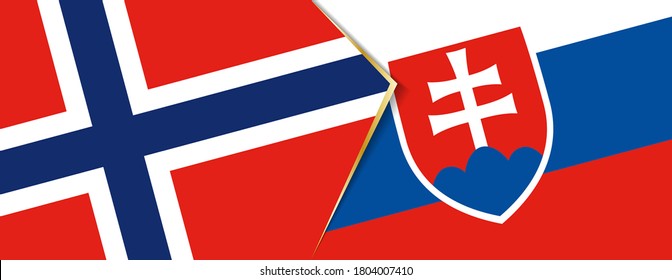 Norway and Slovakia flags, two vector flags symbol of relationship or confrontation.